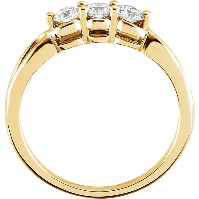 14K Yellow 1/2 CTW Diamond Three-Stone Ring 