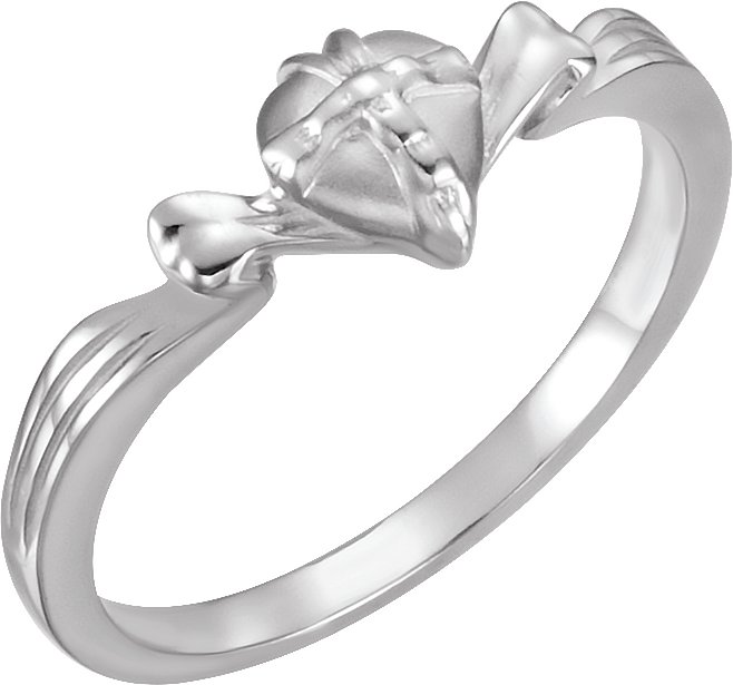 14K White Wrapped Heart Chastity Ring