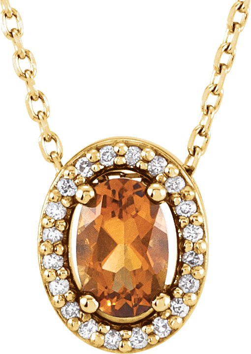 14K Yellow Citrine & .05 CTW Diamond 16" Necklace