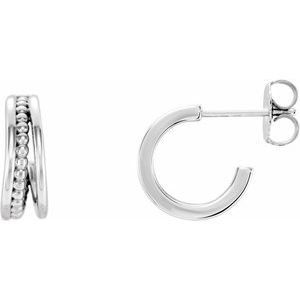 Sterling Silver 11.8 mm Beaded Huggie Earrings