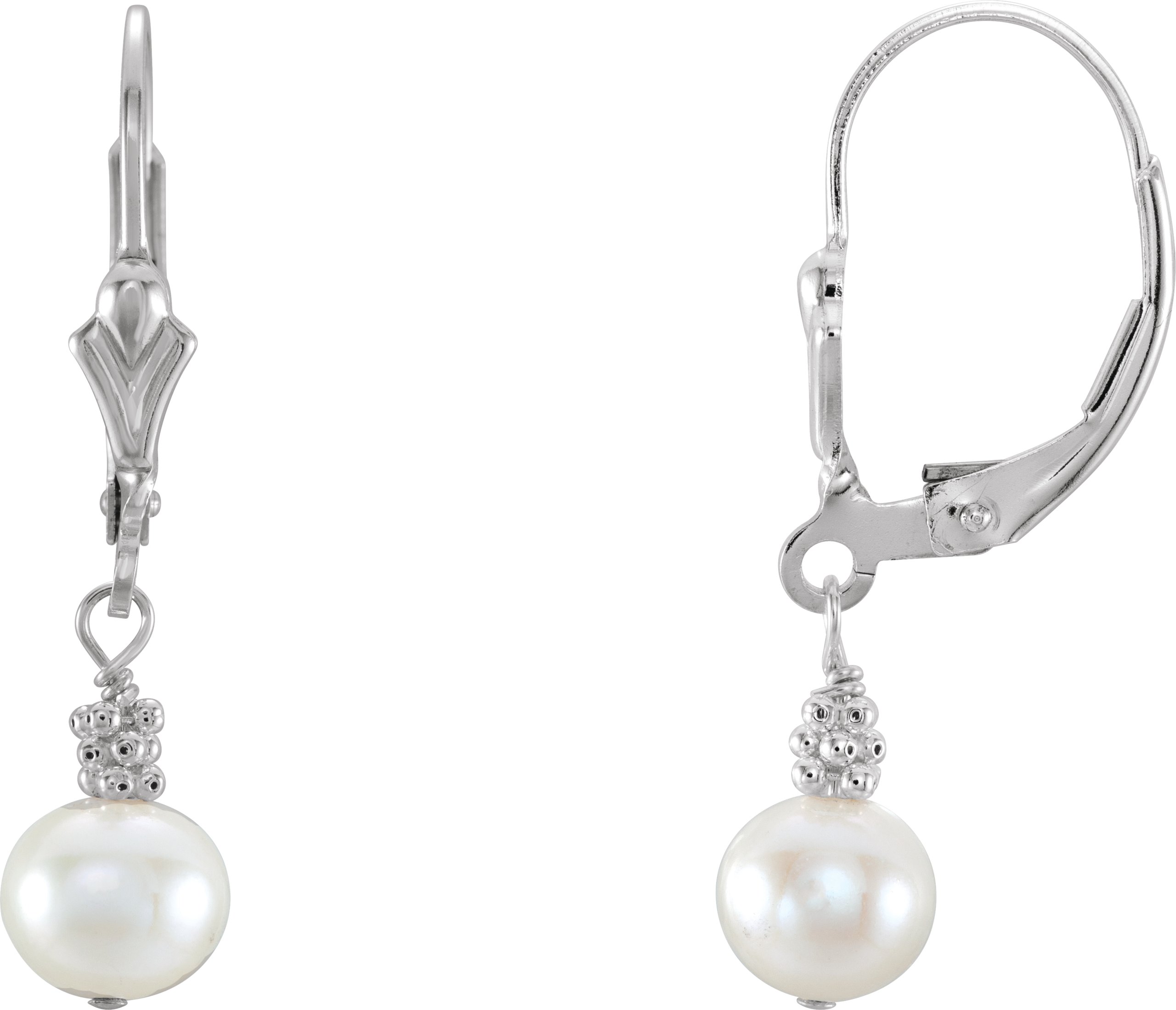 6mm Cultured Pearl Lever Back Earrings Ref 142594