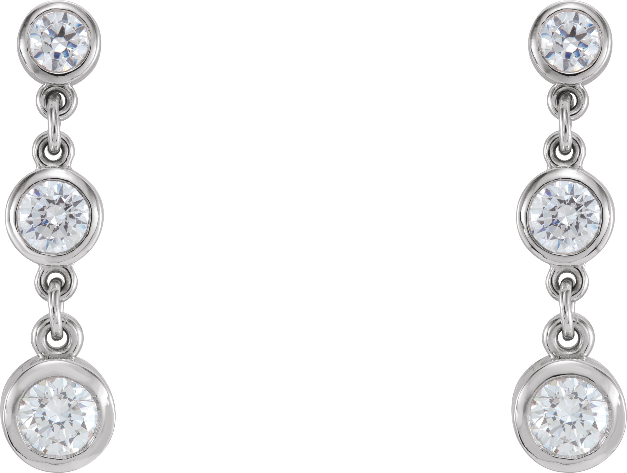 Alternative view of Imitation White Cubic Zirconia Earrings – 14K White Gold