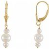 Triple White Freshwater Cultured Pearl Earrings 3 to 6mm Ref 987748
