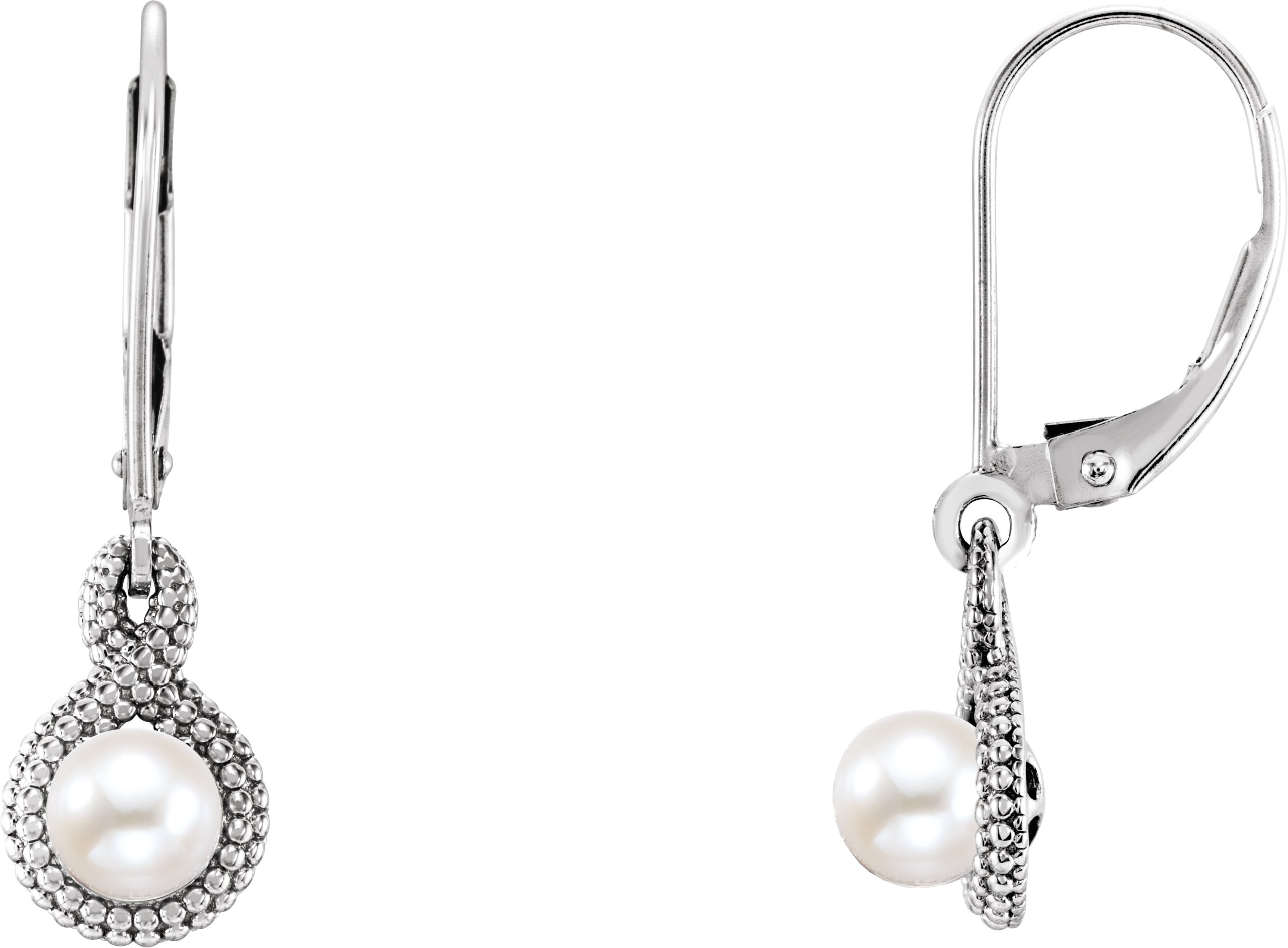 Sterling Silver Beaded Cultured Freshwater Pearl Earrings