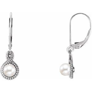 14K White Beaded Cultured Freshwater Pearl Earrings