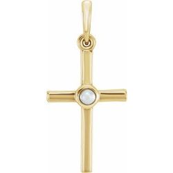 R42334 / Sterling Silver / Mounting / Polished / Cross Pendant Mounting For Pearl