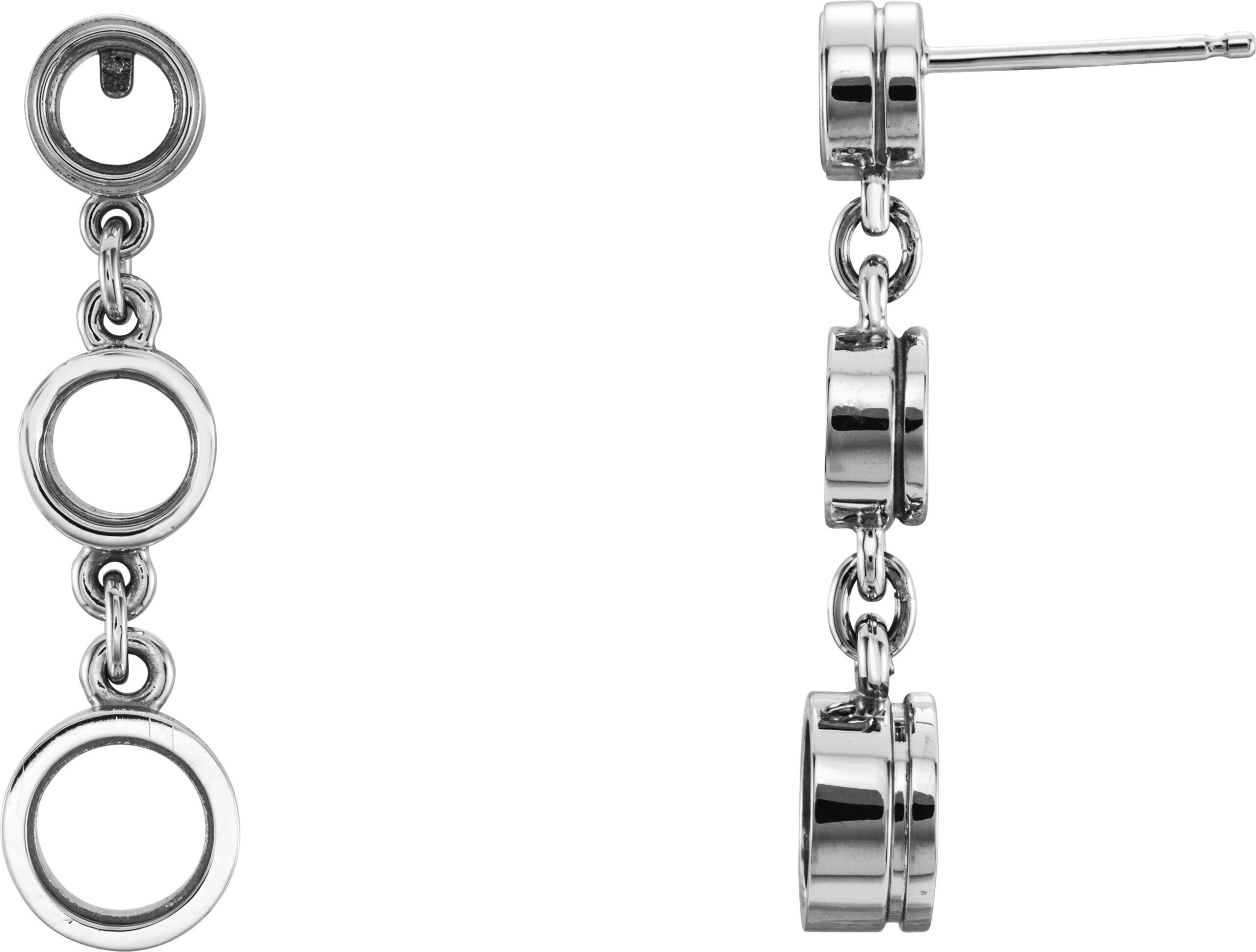Three-Stone Bezel-Set Earrings