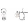 14K White Freshwater Cultured Pearl and .125 CTW Diamond Earrings Ref. 12610190