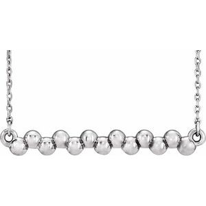 Platinum Beaded Bar 16-18" Necklace 