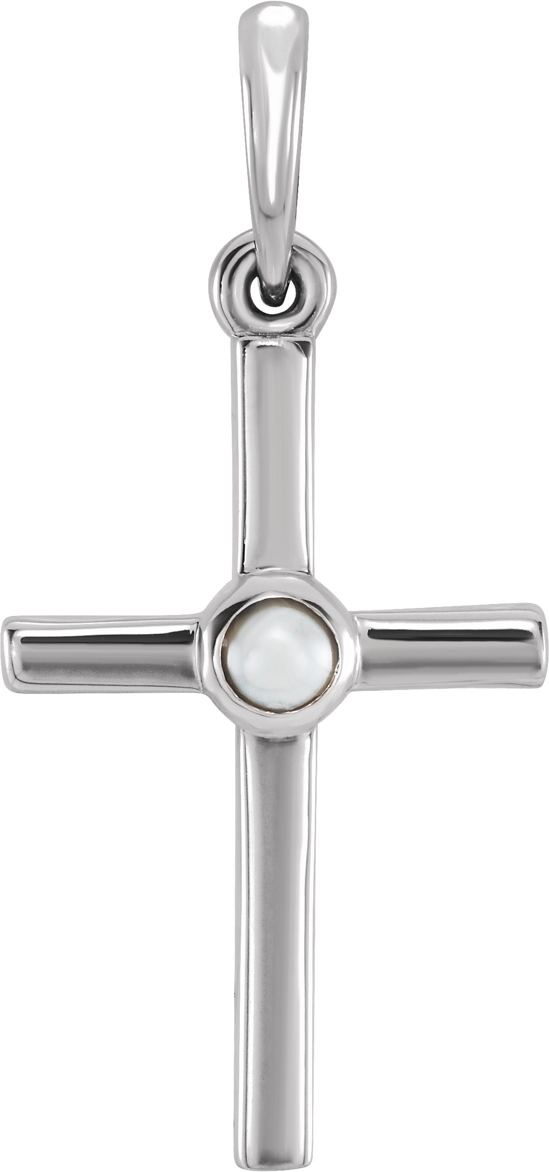 Sterling Silver Freshwater Cultured Pearl Cross Pendant  