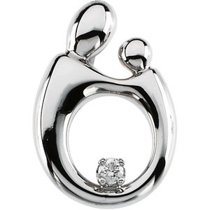 14K White .05 CT Natural Diamond Mother and Child® Slide Pendant