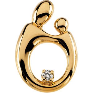 14K Yellow .05 CT Natural Diamond Mother and Child® Slide Diamond Pendant