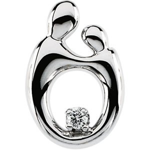 14K White .03 CT Diamond Mother and Child® Slide Pendant