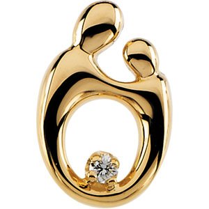 14K Yellow .05 CT Natural Diamond Mother and Child® Slide Pendant