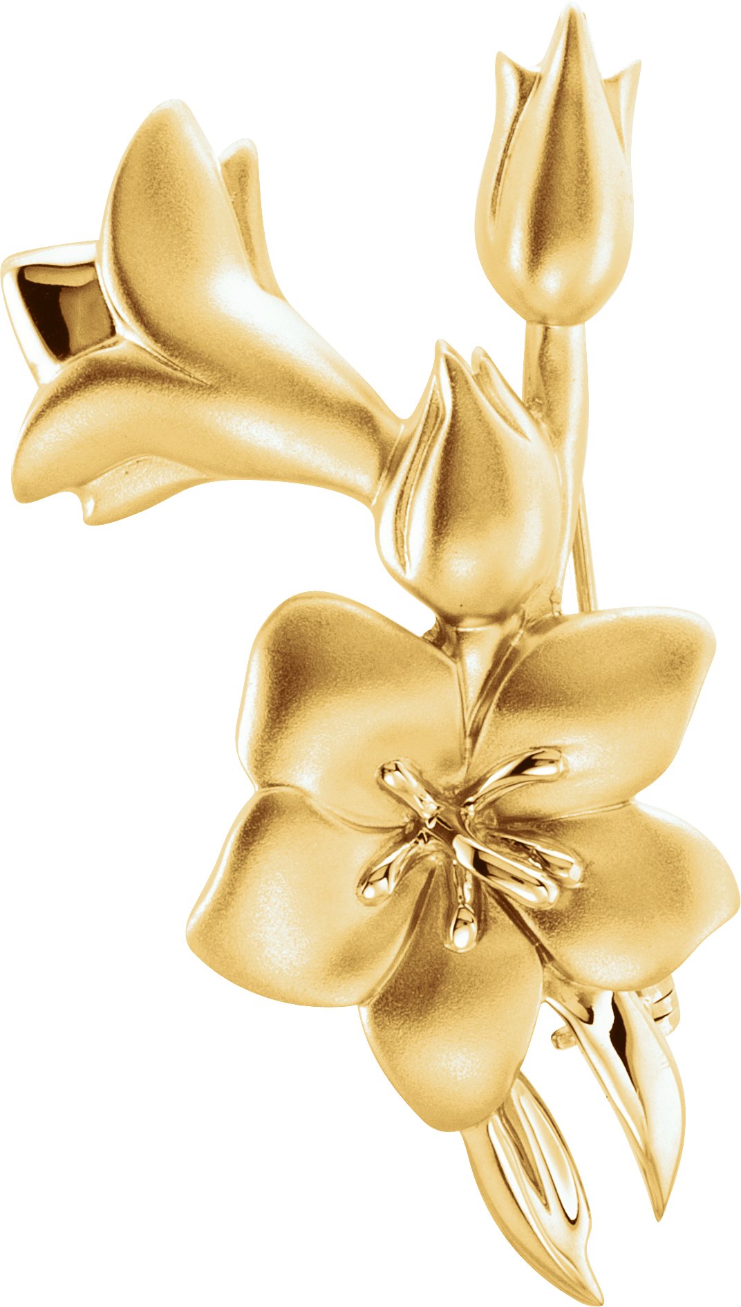 14K Yellow Gold Floral Brooch
