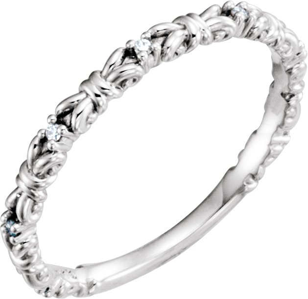14K White .04 CTW Natural Diamond Stackable Ring