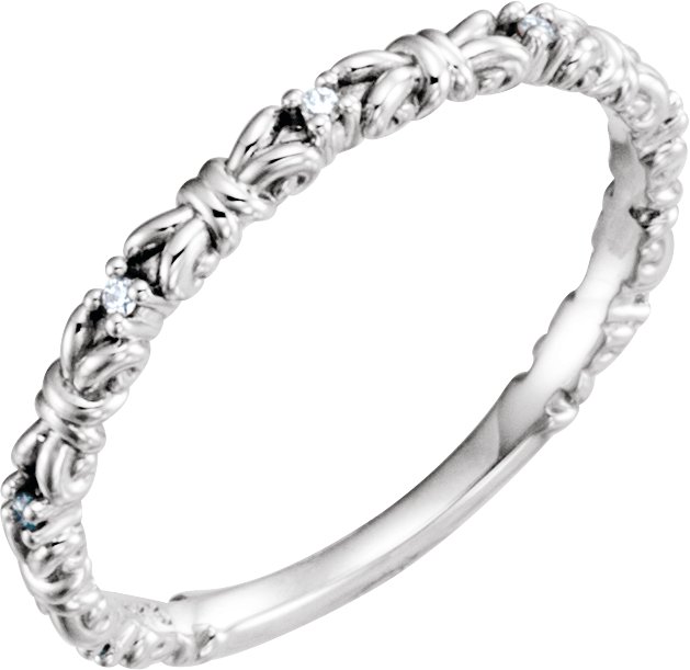 14K White .04 CTW Diamond Stackable Ring