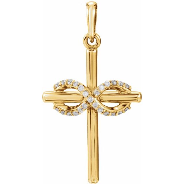 14K Yellow .06 CTW Diamond Infinity-Inspired Cross Pendant