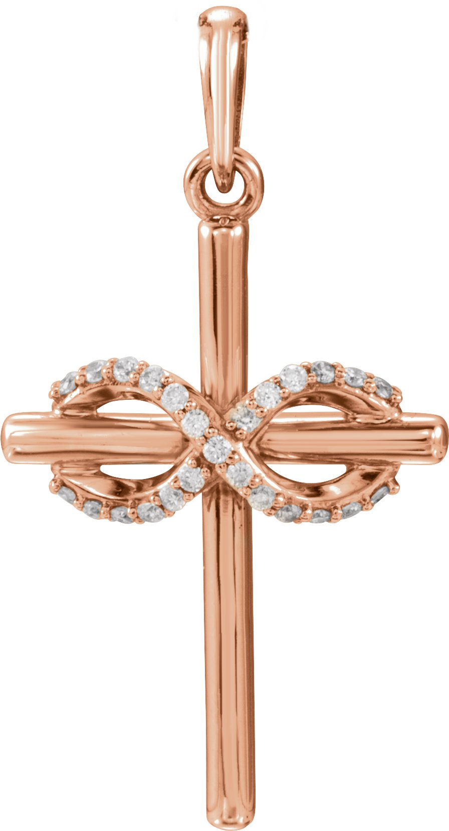 14K Rose .06 CTW Diamond Infinity Inspired Cross Pendant Ref. 12698837