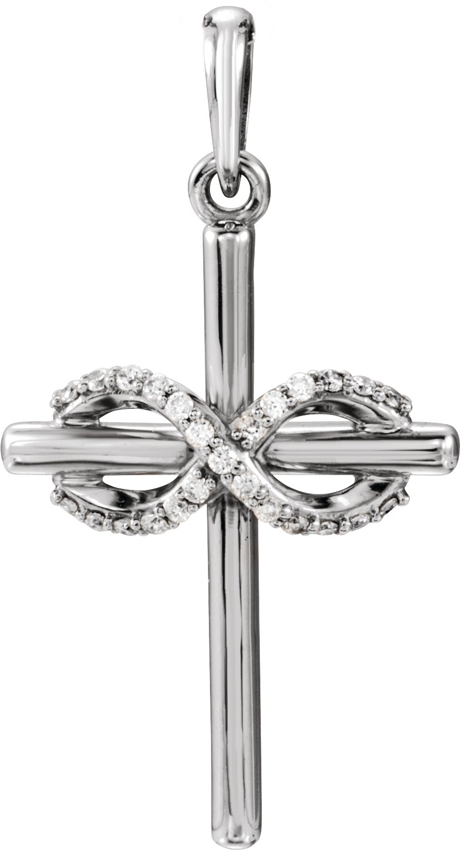 14K White .06 CTW Natural Diamond Infinity-Inspired Cross Pendant