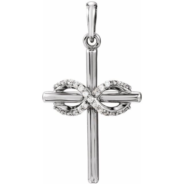 14K White .06 CTW Diamond Infinity-Inspired Cross Pendant