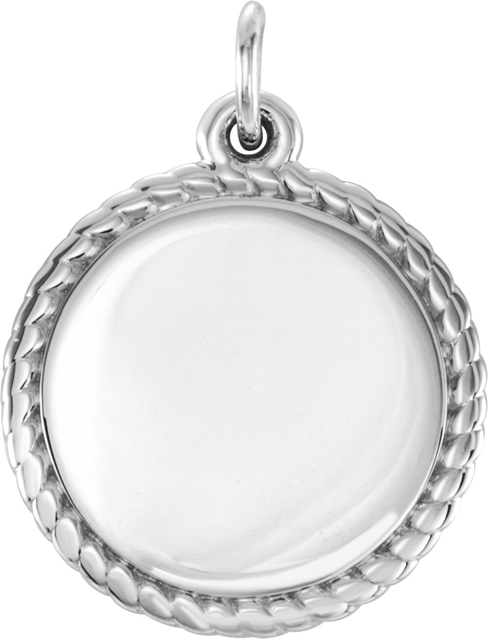 14K White Engravable Round Rope Pendant Ref. 12449025