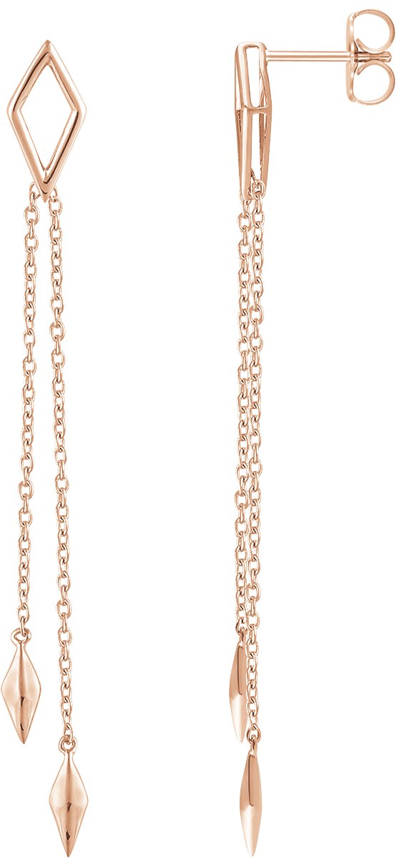 14K Rose Geometric Chain Earrings