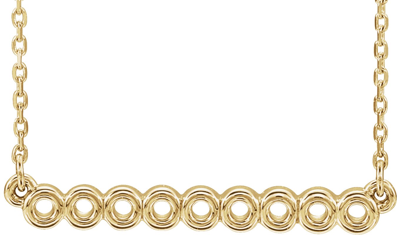 14K Yellow Circle Bar 16"-18" Necklace