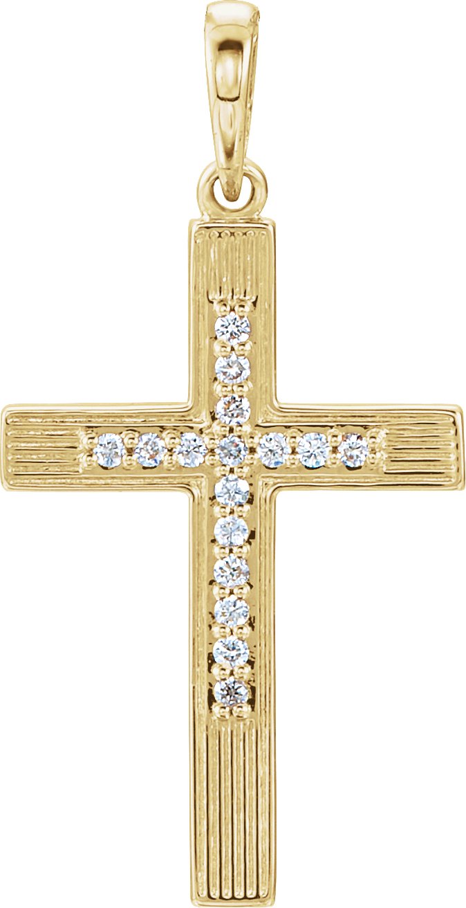 14K Yellow .07 CTW Natural Diamond Cross Pendant