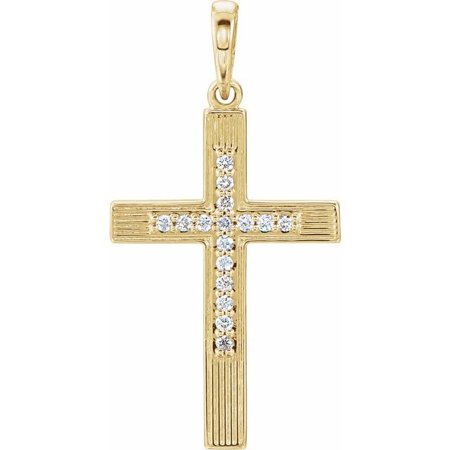 14K Yellow .07 CTW Natural Diamond Cross Pendant