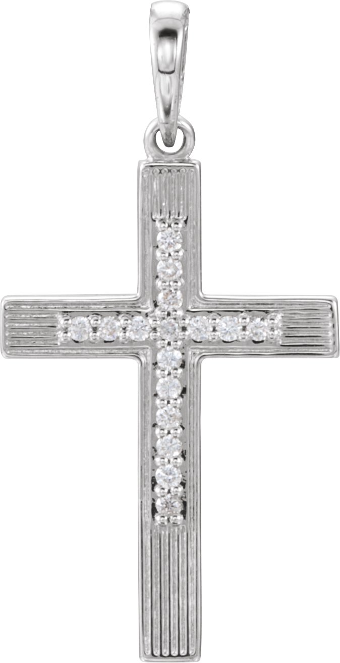 14K White .07 CTW Natural Diamond Cross Pendant