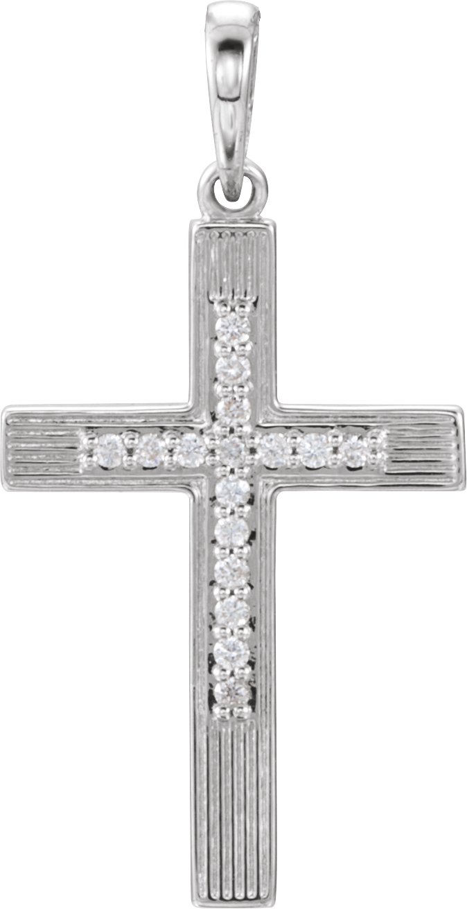 14K White .07 CTW Diamond Cross Pendant