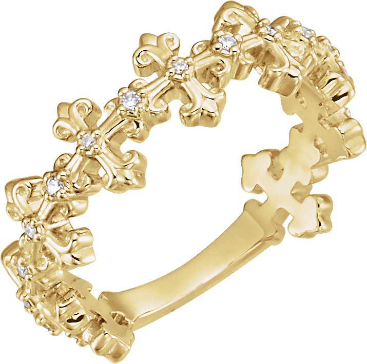 14K Yellow .06 CTW Natural Diamond Cross Ring