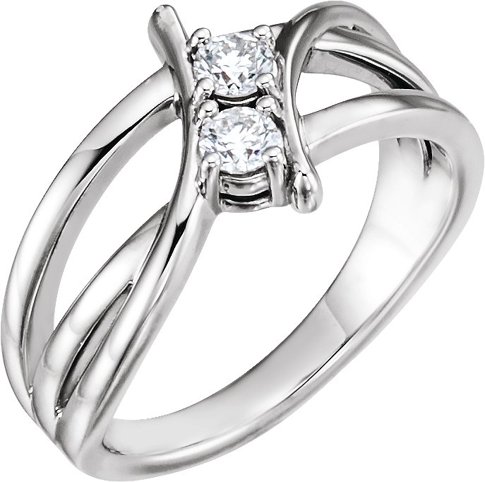 14K White 1/4 CTW Diamond Two-Stone Ring