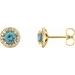 14K Yellow 5 mm Natural Aquamarine & 1/8 CTW Natural Diamond Earrings