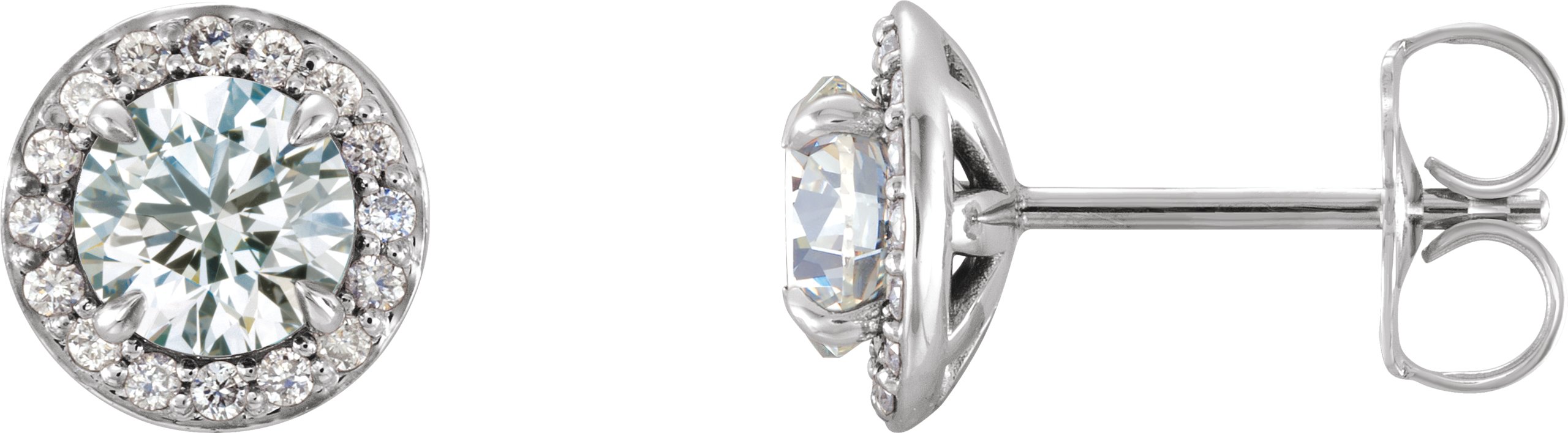 14K White 5 mm Round White Sapphire & 1/8 CTW Diamond Earrings