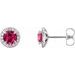 14K White 5 mm Lab-Grown Ruby & 1/8 CTW Natural Diamond Earrings