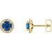14K Yellow 4.5 mm Natural Blue Sapphire & 1/6 CTW Natural Diamond Earrings