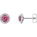 14K White 3.5 mm Natural Pink Tourmaline & 1/8 CTW Natural Diamond Earrings