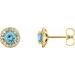 14K Yellow 4.5 mm Natural Blue Zircon & 1/6 CTW Natural Diamond Earrings