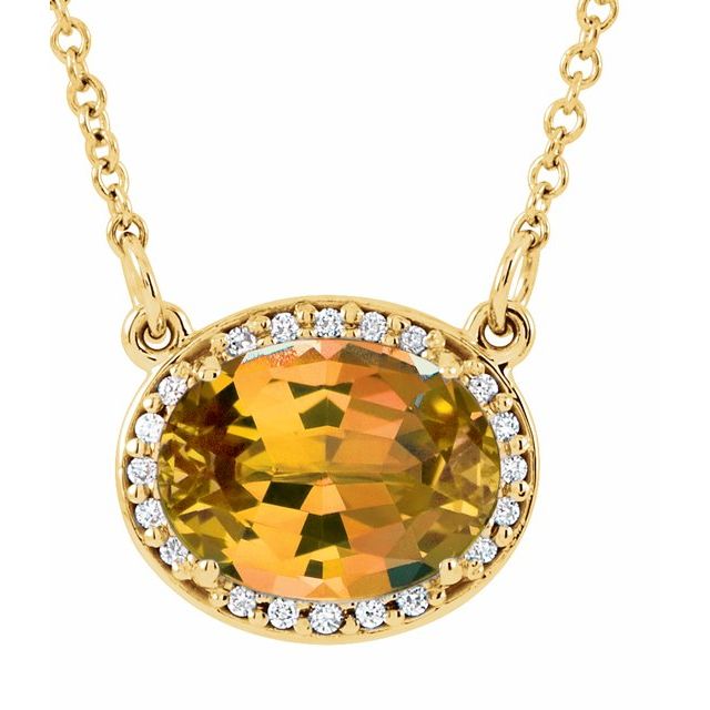 14K Yellow Natural Citrine & .04 CTW Natural Diamond 16 1/2" Necklace
