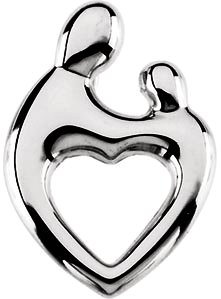 14K White 19.25x13.5 mm Mother and Child® Heart Pendant