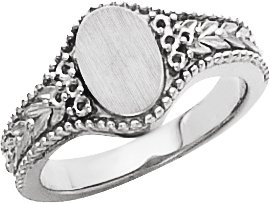 Platinum 9.45x6.25 mm Oval Signet Ring Mounting