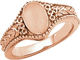 10K Rose 9.45x6.25 mm Oval Signet Ring Mounting