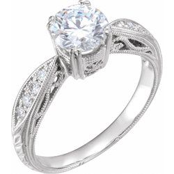 651862 / 14Kt White / 06.50 Mm / 1/8Ctw Diamond Semi-Mount Engagement Ring