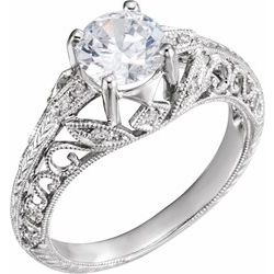 Diamond Semi-mount Scroll Design Engagement Ring or Band