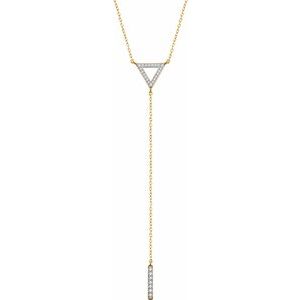 14K Yellow 1/6 CTW Natural Diamond Triangle & Bar  16-18"  Y Necklace 