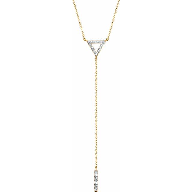 14K Yellow 1/6 CTW Diamond Triangle & Bar Y 16-18" Necklace