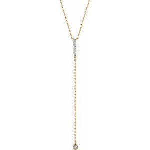 14K Yellow 1/8 CTW Natural Diamond Bar 16-18" Necklace