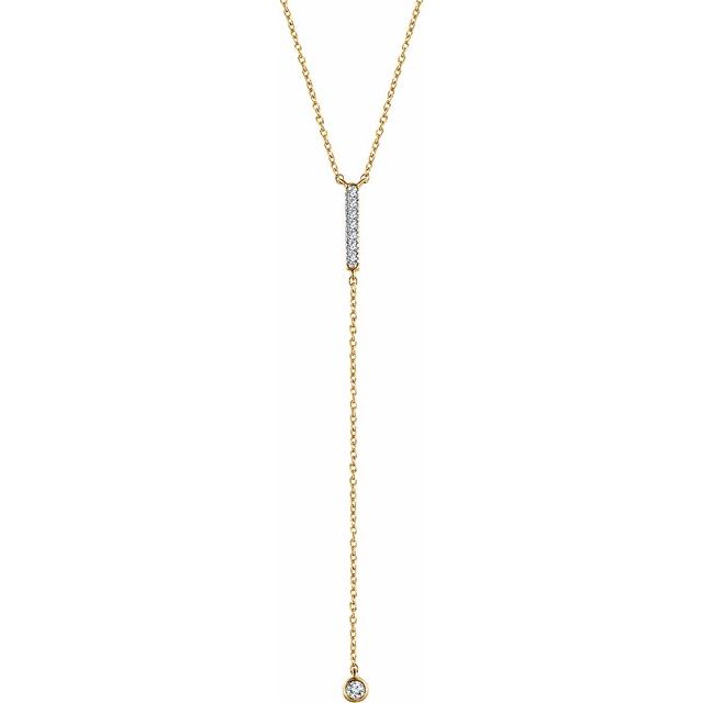 14K Yellow 1/8 CTW Diamond Bar Y 16-18" Necklace